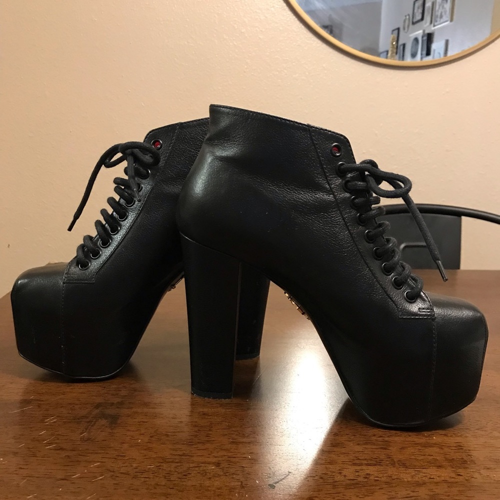 Kat Von D Black and Red Heeled Boots - Picture 6 of 11
